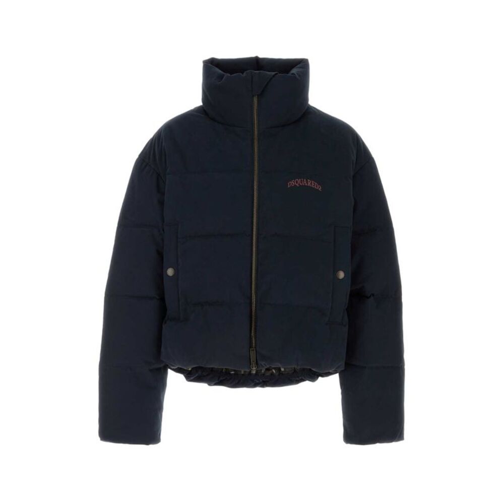 Dsquared Men Navy Blue Stretch Cotton Down Jacket